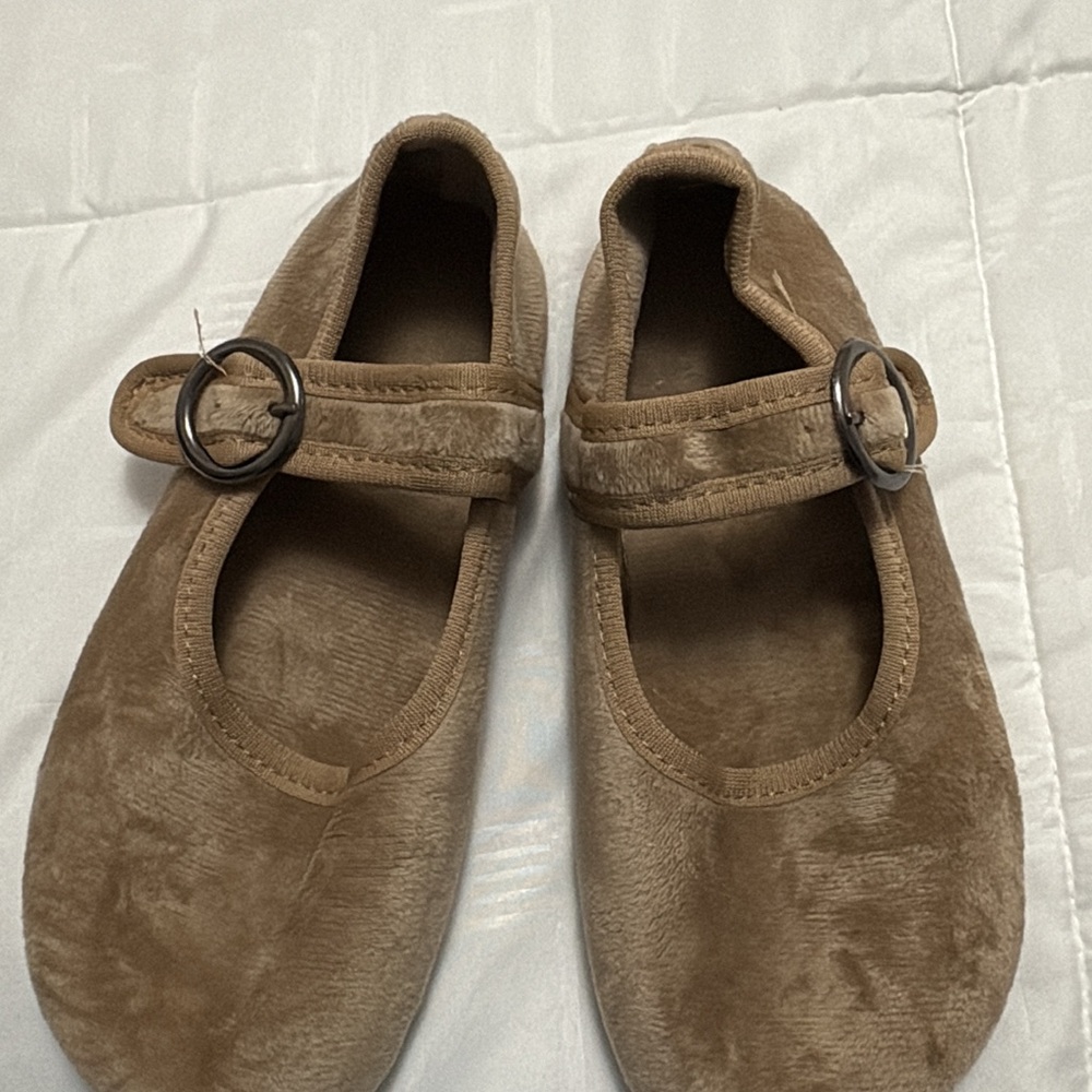 Brown Velvet Mary Jane Flats